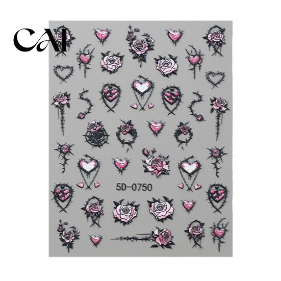 Holiday Party Nail Decals Halloween 3D Embossed Stickers, Skeleton Hand Pumpkin Spider Bat Gothic Manicure Art Decals, Decoration for Decor Sticker