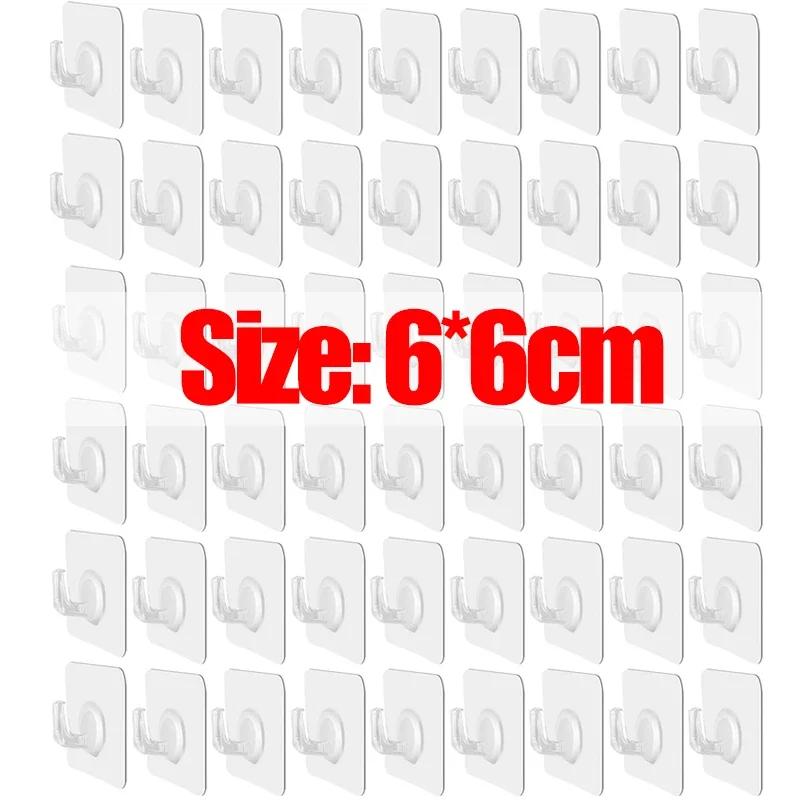 

100/5pcs Transparent Self Adhesive Hooks Door Wall Mounted Hanger Hook Suction Heavy Load Rack Kitchen Bathroom Organizer Holder 5PCS