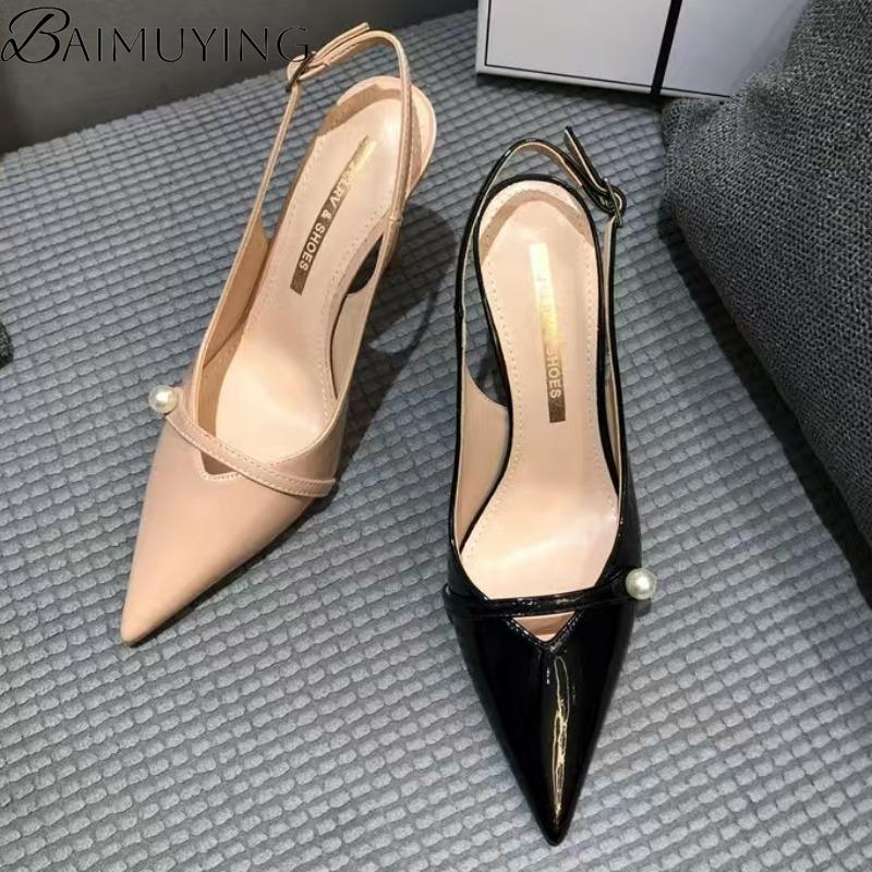 Fashion Women Naked High Heels Sandals Pointed Toe Shoes Woman Slippers Summer 2025 Trend Slingback Dress Sexy Office Stilettos Pumps