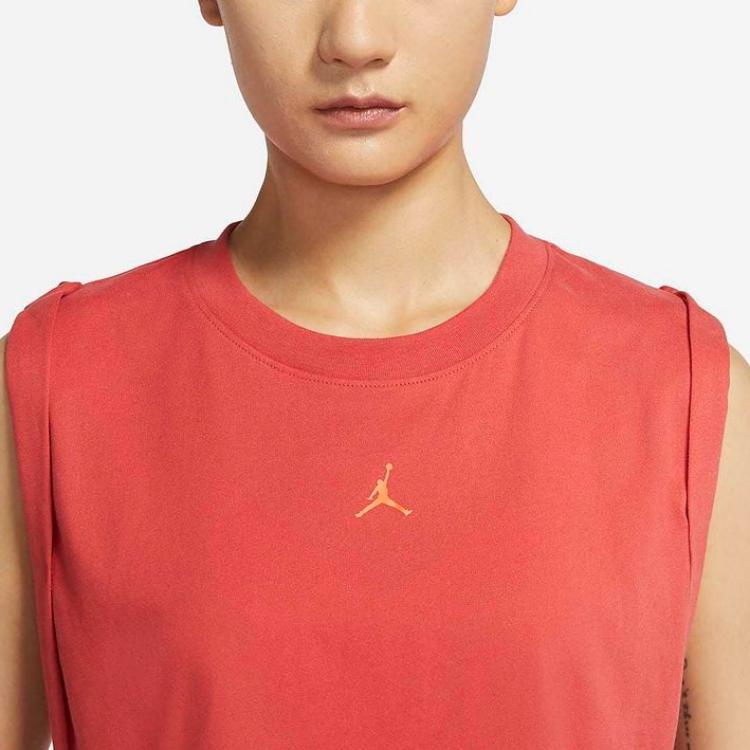 Jordan Sport Solid Logo Print Crew Neck Pullover Vest Women tops Red DQ4395-605