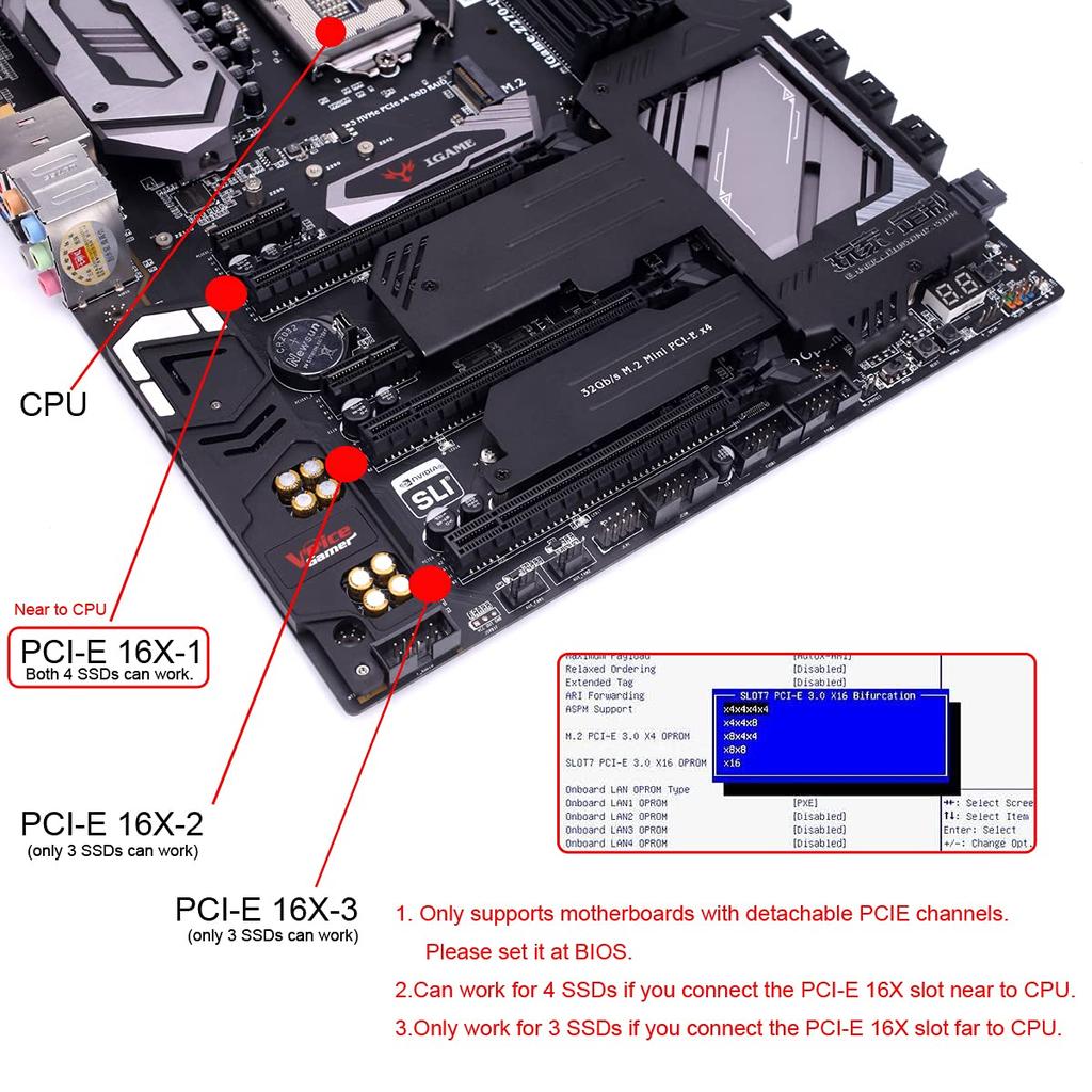 Chenyang NVME Gen Adapter NVME AHCI X4 auf Express Gen3 X16 RAID-Karte mit Lüfter VROC Raid0 Hyper Adapter M.2 3.0 M.2 PCI-E 3.0
