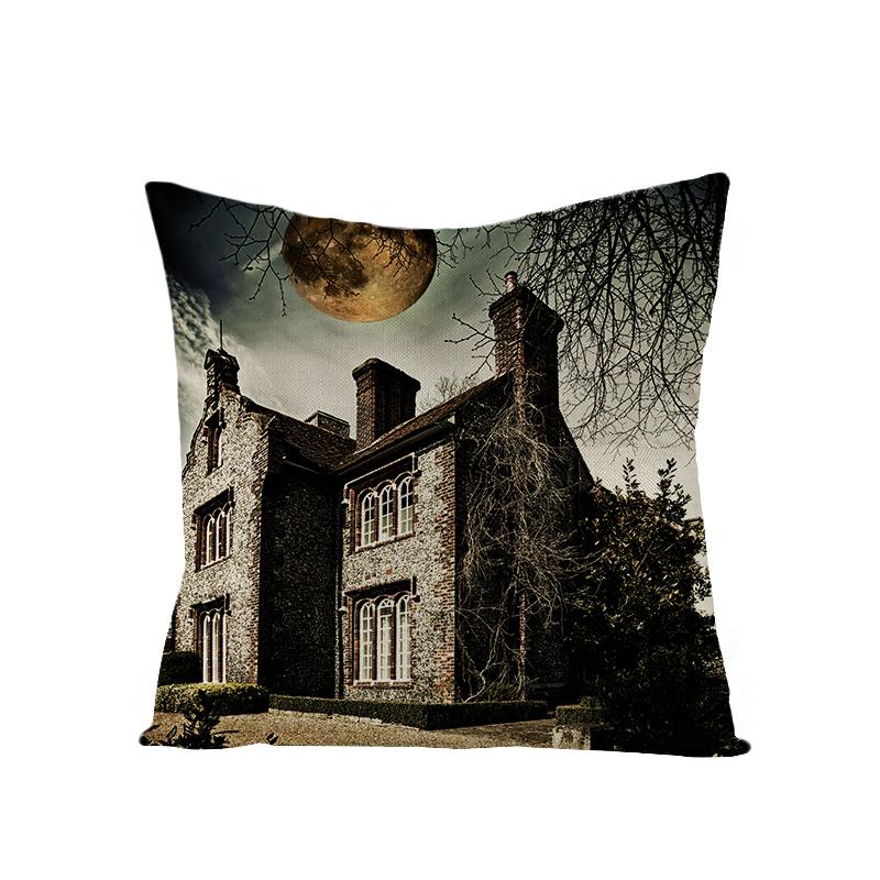 Old Castle Dragon Boat Moon Pumpkin Cushion Cover Horror Pattern Sofa Throw Pillows Living Room Halloween Decorative Pillowcase