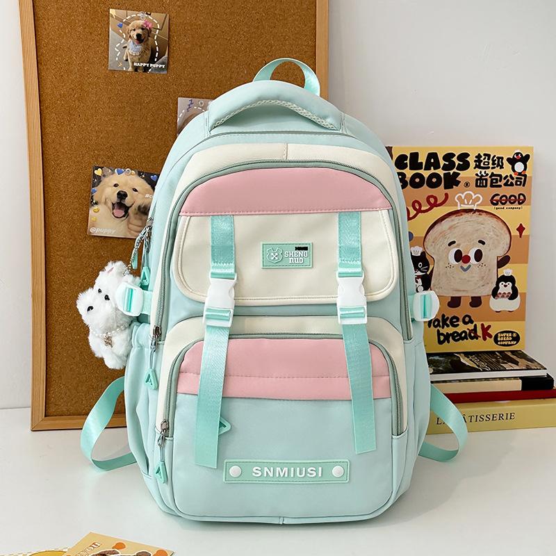 High Value, Fresh, Sweet and Cute Contrasting Color Splicing Backpack, Lightweight Backpack for Junior High School Students