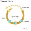 18K Gold Plated European-Style Turquoise Mesh Bracelet with Retro Design
