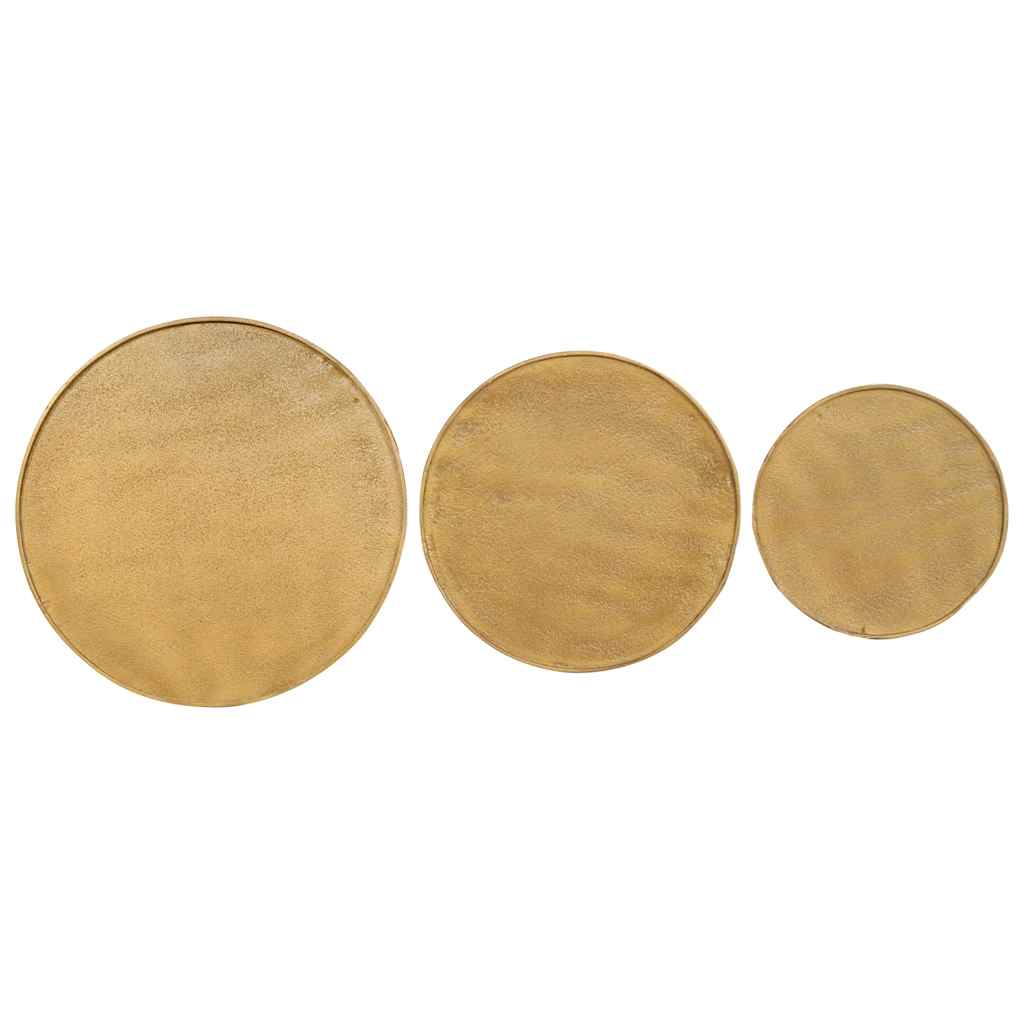 Coffee Table Set 3 Pieces Golden Wood Based Material