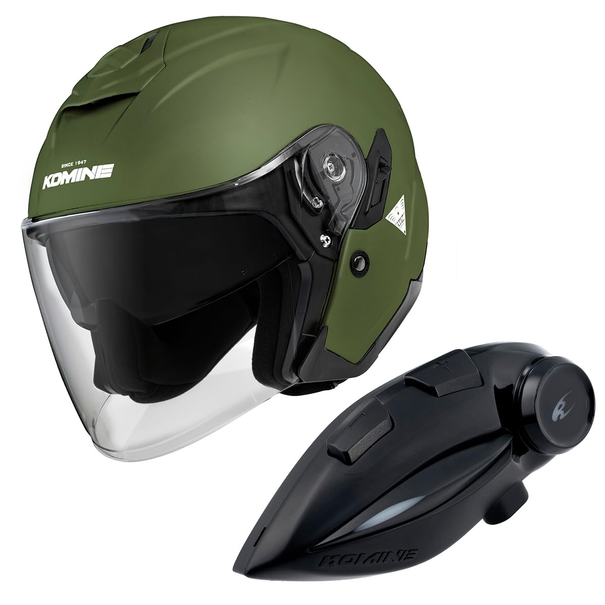 

KOMINE FL Composite FRP Jet Helmet Motorcycle Intercom Olive M HK-172 + KK-902