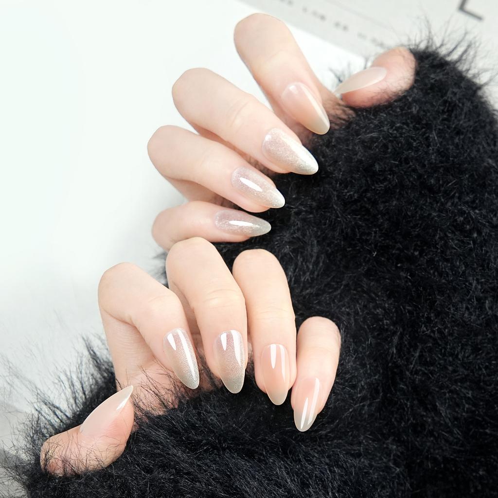 Wearing Armor Cat Eye Nail Tablets Skin Color Almond Nail High-end Neutral Packaging