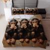 Three Wise Monkeys Bedding Set Animal Down Duvet Cover Queen King Single Duvet Cover Pillowcase 2/3pc Gift Soft Bedroom Decoration