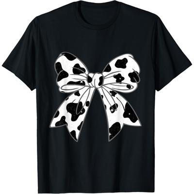 Coquette Bow Cow Pattern Farm Animals Cow Print Graphic T-Shirt