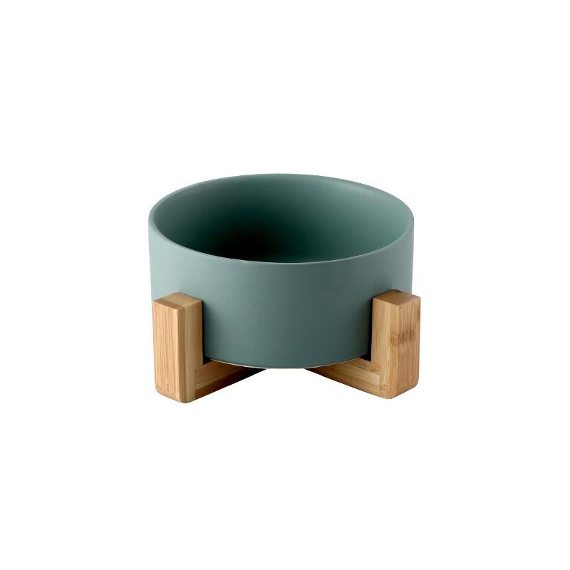 Ceramic Cat Bowl Dog Feeding Bowls Pet Feeder with Wood Stand For Cats Puppy Food Water Storage Feeding Accessories Pet Supplies