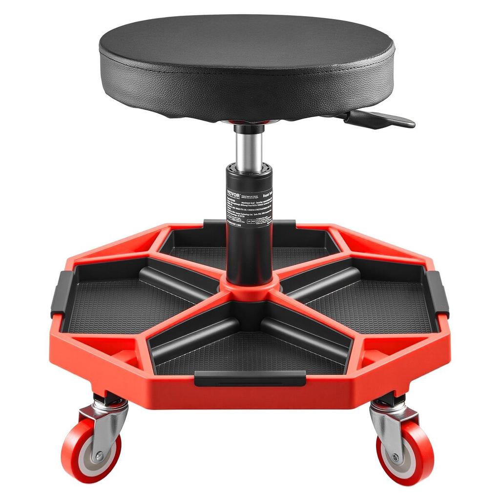 Rolling Mechanic Stool Adjustable Garage Seat 300 lbs Load with Wheels