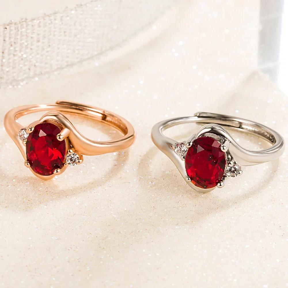 Brand New S925 Sterling Silver Pigeon Blood Ruby Ring, Adjustable, Luxurious Engagement Jewelry Gift
