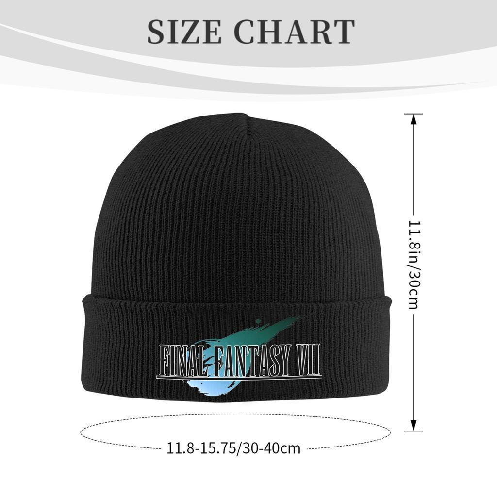 Finals Fantasyed VII Logo Merch Winter Warm Rib Knit Cuffed Beanie For Women Unisex Knitted Caps Game Beanies Skullies
