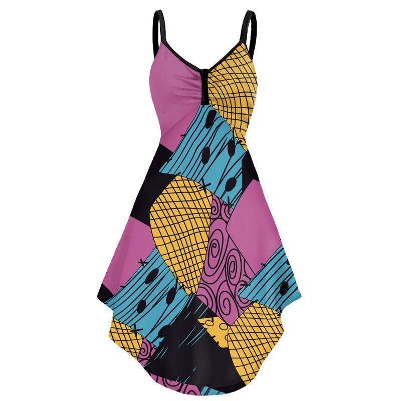 Halloween Sally Dress Printed Skirt Suspender Irregular Women's Dress Digital Printed Dress Women