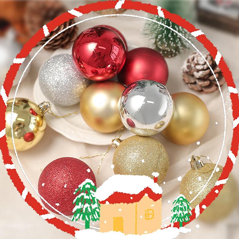 24Pcs/Box 3/4Cm Christmas Balls Set Christmas Tree Ornaments Christmas Hanging Pendants Christmas Tree Decor  Year Gifts