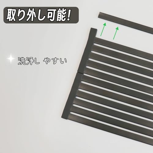 Mamakura Dish Drainer, Countertop, 32-60cm, 60cm, Stainless Steel, Over-the-Sink Dish Drying Rack, Gun Gray, Bifoldable