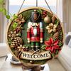 Vintage Weihnachten Nussknacker Dekorative Wandhänge Schild - Hergestelltes Holz Willkommensplakette mit Nussknacker-Thema, Mehrzweck