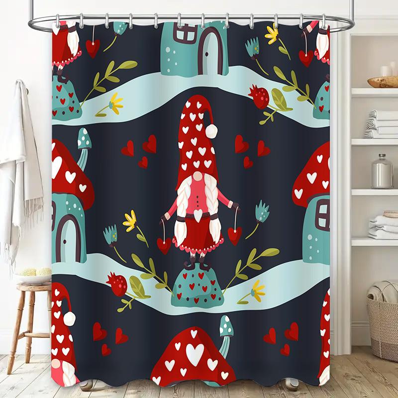 Vintage Mushroom Pattern Shower Curtain Waterproof Fabric Bathroom Decor Home Decoration Red White Blue Green Yellow Flower Desi