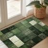 Vintage Green Plaid Floral Area Rug, Soft Non-Slip Machine Washable Floor Mat for Kitchen Laundry Room Hallway Home Decor