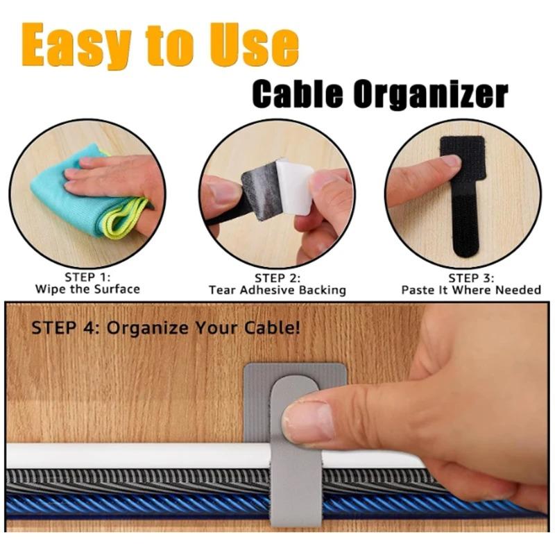 Reusable Self Adhesive Hook and Loop Cable Ties Cord Rope Holder Cord Organizer Straps Wire Organizers Home Office Essentials