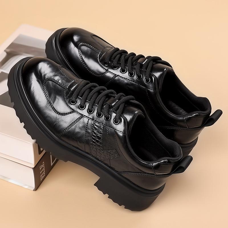 Foreign Trade Big Business Casual Leather Shoes Platform Crocodile Pattern Derby Shoes Men's Formal Leather Shoes British Driving Loafers
