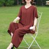 Women's Plus Size 2-Piece Casual Set, Short Sleeve Top & Elastic Waist Pants (3XL-7XL)