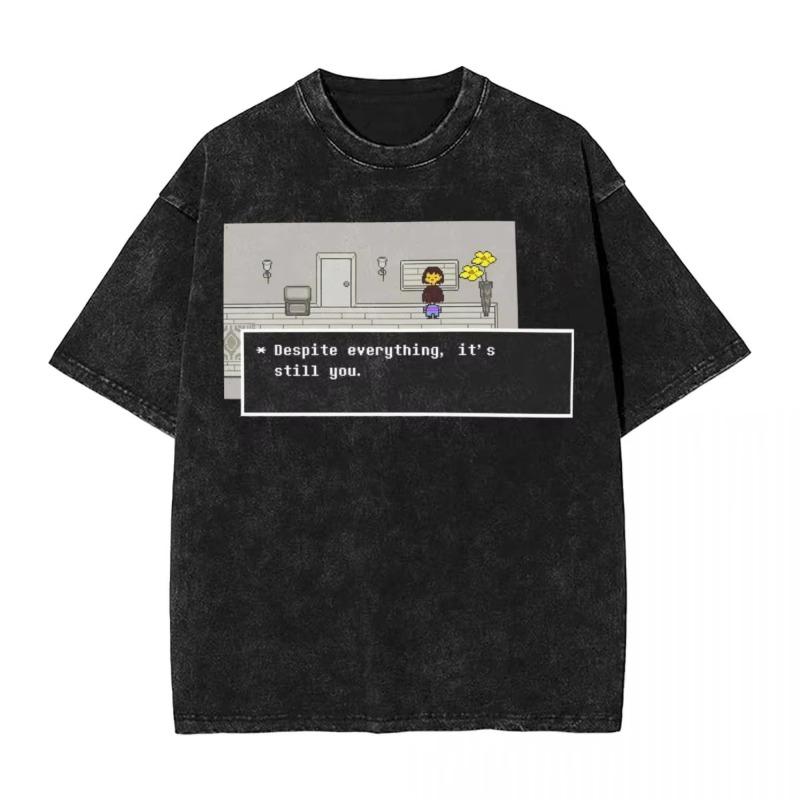 Frisk Despite Everything It's Still You Manga T Shirt Undertale Washed T-Shirts Short Sleeve Tees Tops Men Women Cotton Clothing