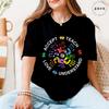 Women's Autism Awareness T-shirts Accept Teach Love Understand Slogan Colorful Handprint Puzzle Graphic Tops Female Clothing