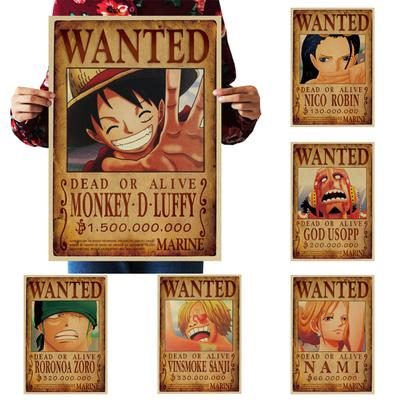 One Piece Wanted Poster Vintage Kraftpapier Tapete Dekorative Malerei Geschenk