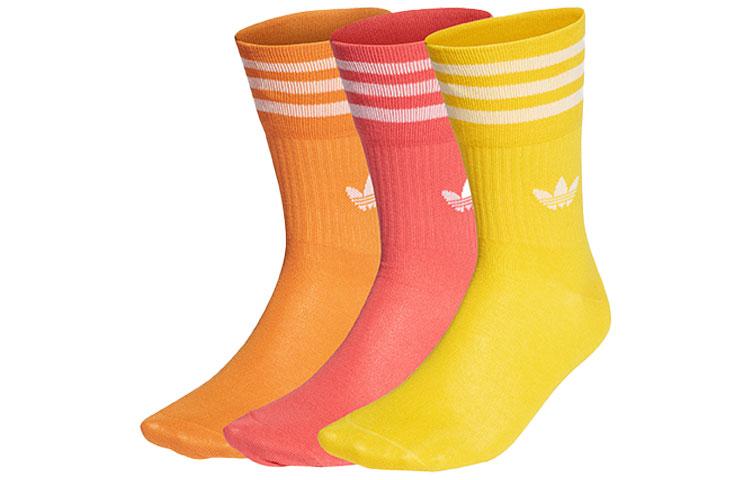 Adidas Crew Socks Unisex 1 Set 3 Pack Bright Pink Red/Deep Orange/Yellow HG5688 M