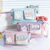 Large Capacity Pen Bag Kawaii Pencil Case Dopamine Color Block Stationery Ins Style Makeup Organizer Bag