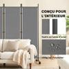 Folding Room Divider, 5-Panel, 12 Casters, 252 X 170 Cm, Steel and Polyester, Dark Grey