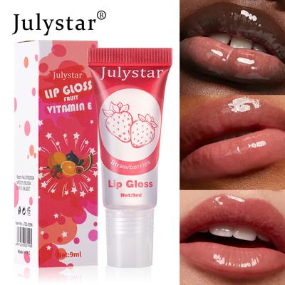 Vitamin E Bright Color Fruit Flavor Lip Oil, Hydrating and Moisturizing Transparent Lip Glowing Oil