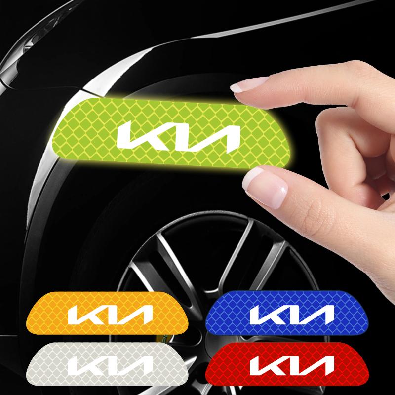 MYMX8 4PCS Car Door Sticker Safety Warning Reflective Mark For KIA Rio Ceed Sportage Cerato Soul