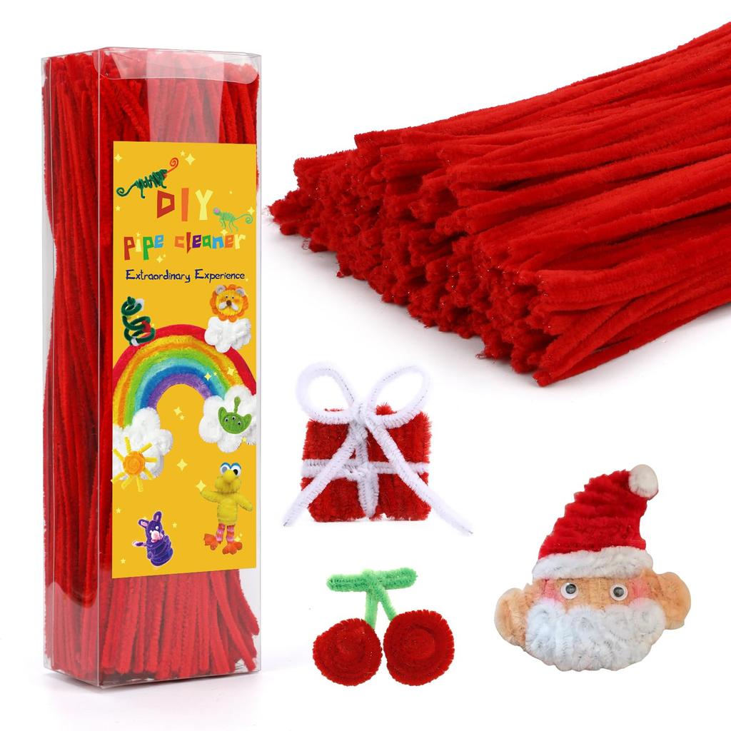 Fenrry 300PCS Pipe Cleaners Chenille Stem Craft Supplies for Hair Fuzzy Sticks Pipe Cleaner Brush for DIY Art Craft Decorations