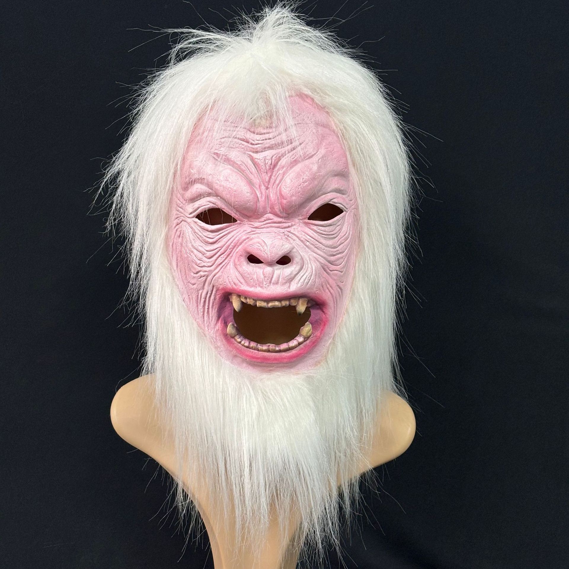 White-haired gorilla latex mask One size fits all adults