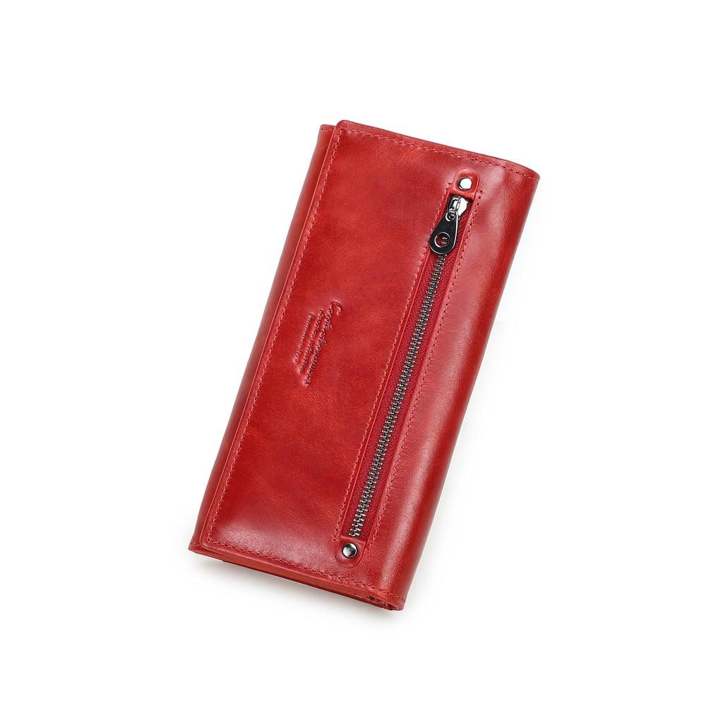 CONTACT'S Portafoglio da donna in vera pelle Borsa lunga Pochette femminile per portamonete porta carte cellulare