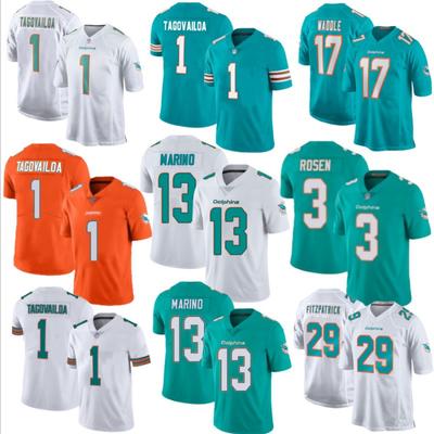 Herren Rugby Trikot Dolphins Team Bestickt Fußball Trikot 1 TAGOVAILOA 10 HILL 17 Sportuniform