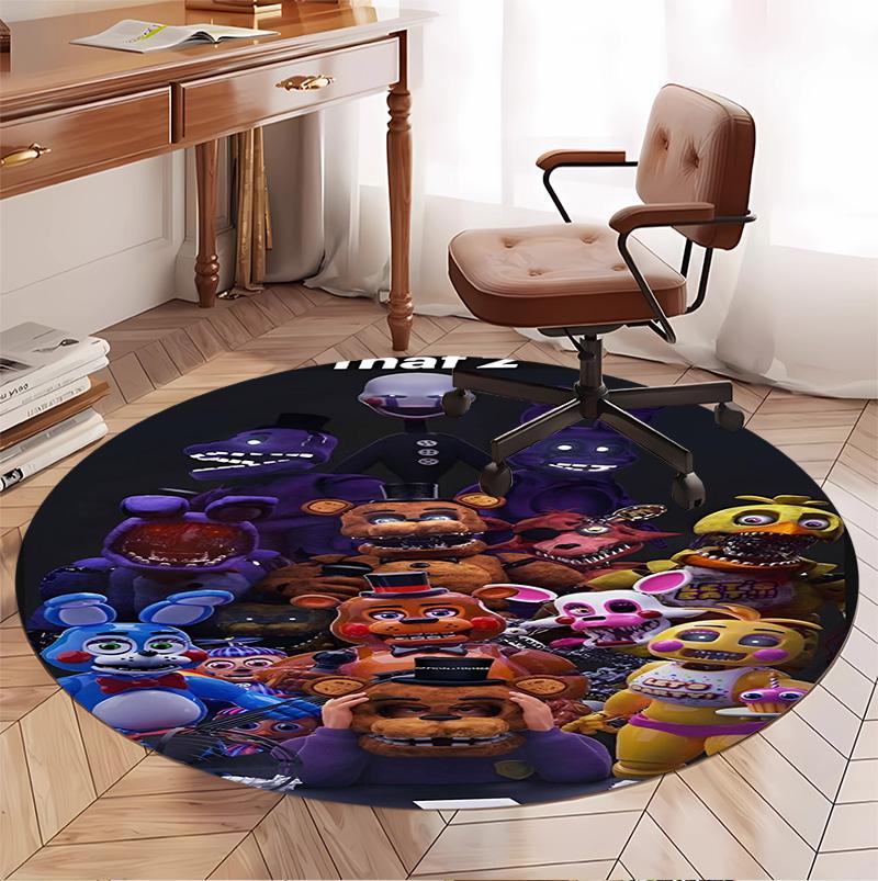 Five Nights at Freddy's Pattern Round Rug, Indoor/Outdoor Mat, for Picnic, Gameroom, Bedroom, Office, Living Room, Home Decor Carpet, Birthday Gift