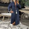 2023 European & American Fashion Denim Long Skirt with Shirt Collar