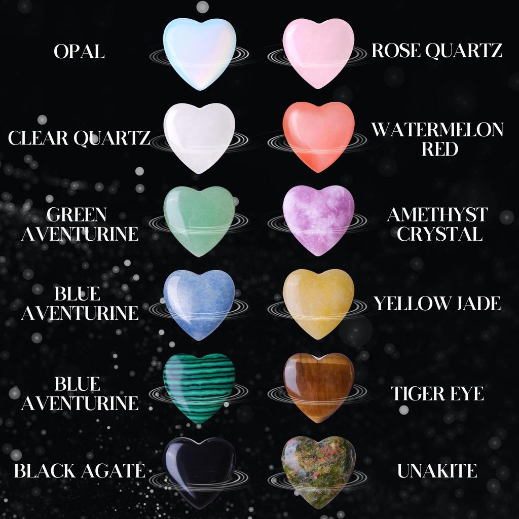 Valentine's Day Heart-Shaped Gemstone Set: Natural Crystal Stones for Gifts and Parties