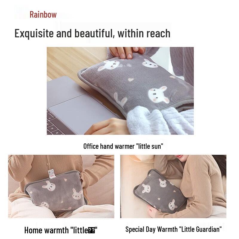 Rainbow Rechargeable Flannel Hot Water Bottle Hand Warmer