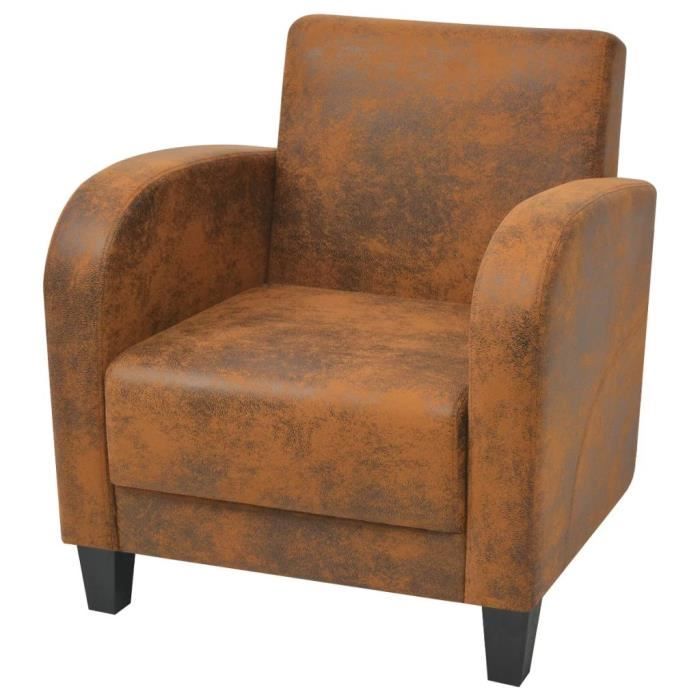 Fauteuil Vintage - VIDAXL - Marron Simili - 1 Place - Avec Accoudoirs