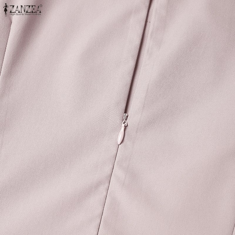 ZANZEA Women Elegant Lace Patchwork Round Neck Casual Short Sleeve Dress