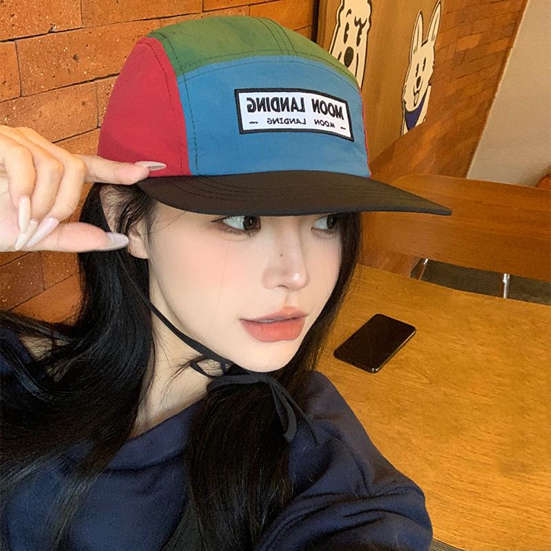 Color matching quick-drying cap Children's flat brim trendy brand Personality versatile face Small shade Wide brim Baseball cap