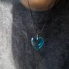 Simple Fashion Large Blue Crystal Glass Heart Pendant Black Leather Rope Necklace for Women Valentine's Day Charm Jewelry Gifts