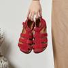 Genuine Leather Retro Toe Roman Sandals Women's Flat-bottomed Thick-soled Cowhide Woven Women's Shoes Devotion