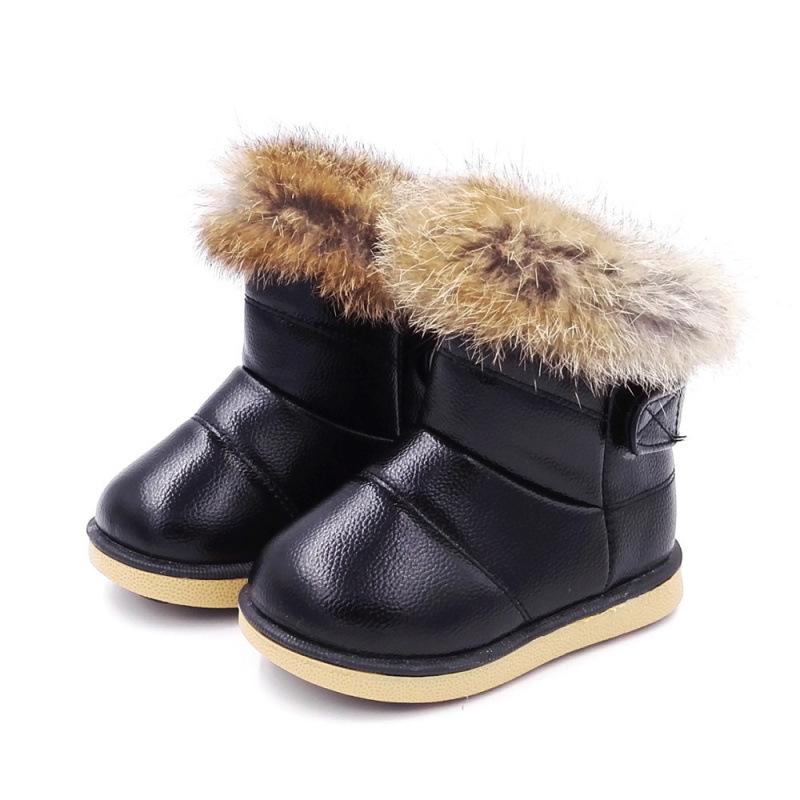 

Children Shoes Winter Boots for Children Snow Boots Designer Soft Soled Plush Boots Anti Slip Cotton Inserts Shoes Botas De Niña 30insole17.5cm чорний