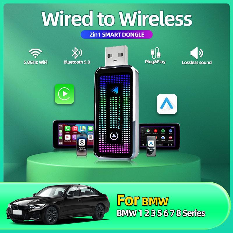 

Wireless Carplay Adapter Android Auto Wireless Smart Dongle 2in1 For BMW 1 2 3 5 6 7 8 Series E46 E90 E91 E92 F30 F31 F10 F11