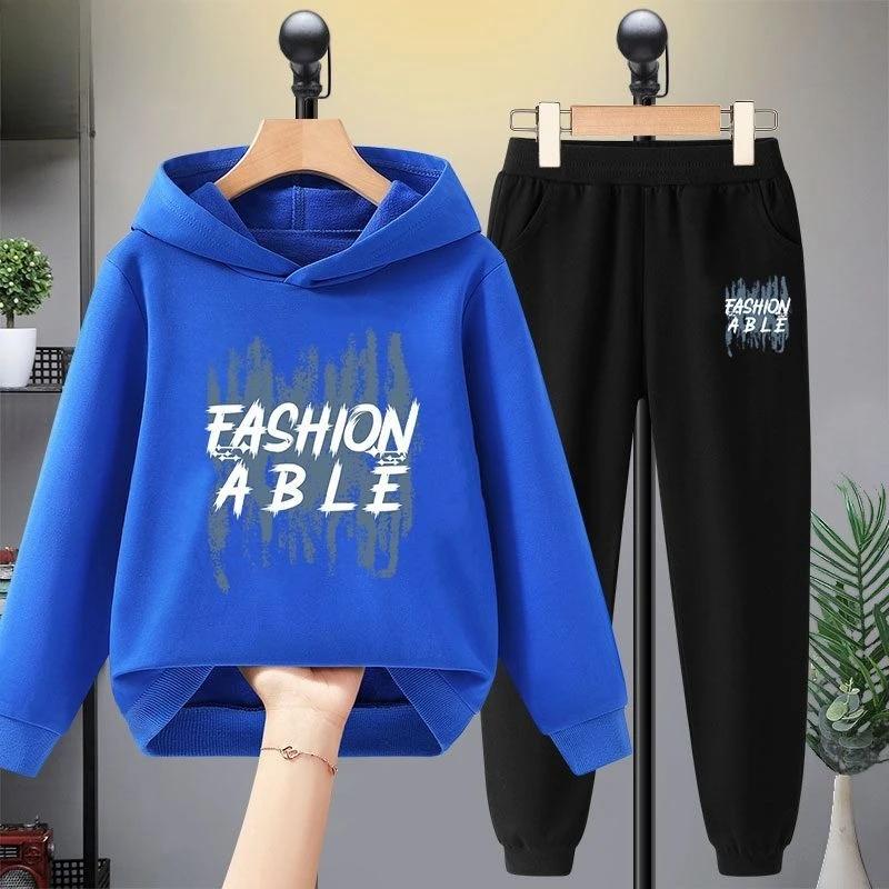 Autumn/Winter Children's Sports Suit, Simple Letter Print, Minimalist Casual Set for Boys and Girls, Christmas Gift